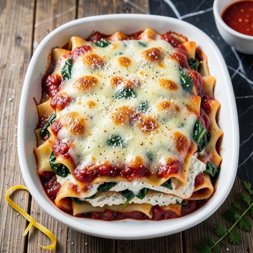 Moosewood Lasagna Recipe: Spinach and Ricotta Layered Classic Moosewood Lasagna Recipe: Spinach and Ricotta Layered Classic