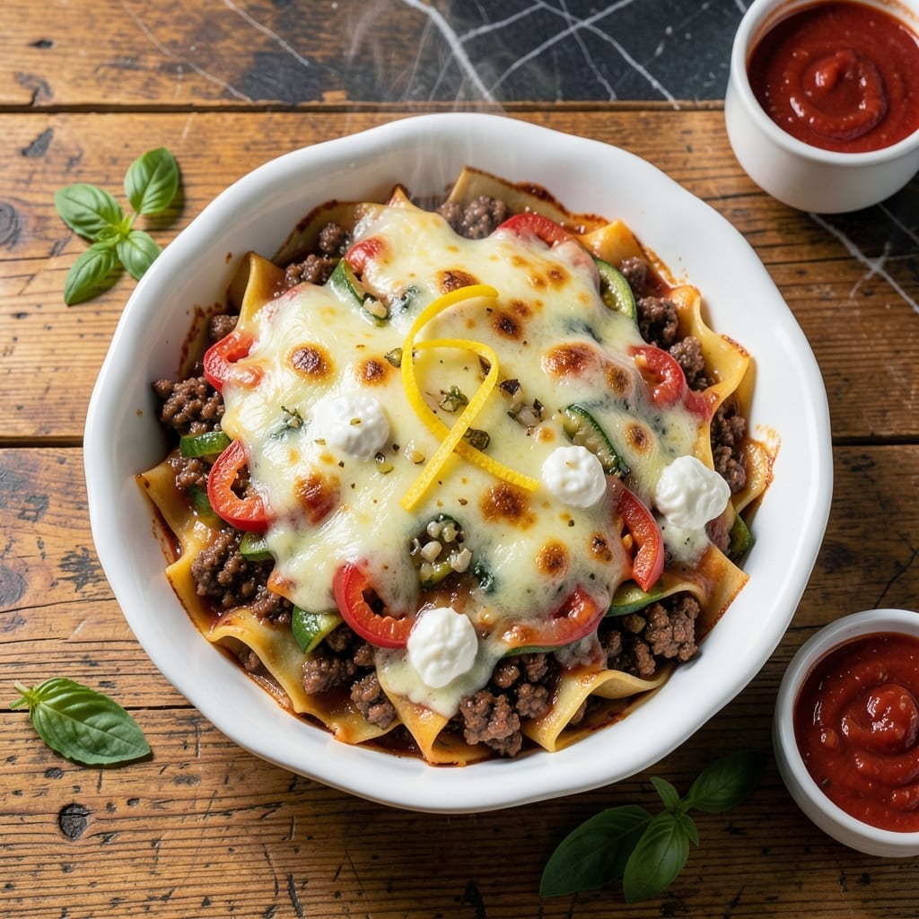 Meat and Vegetable Lasagna Recipe: Layered Herb-Infused Garden Goodness