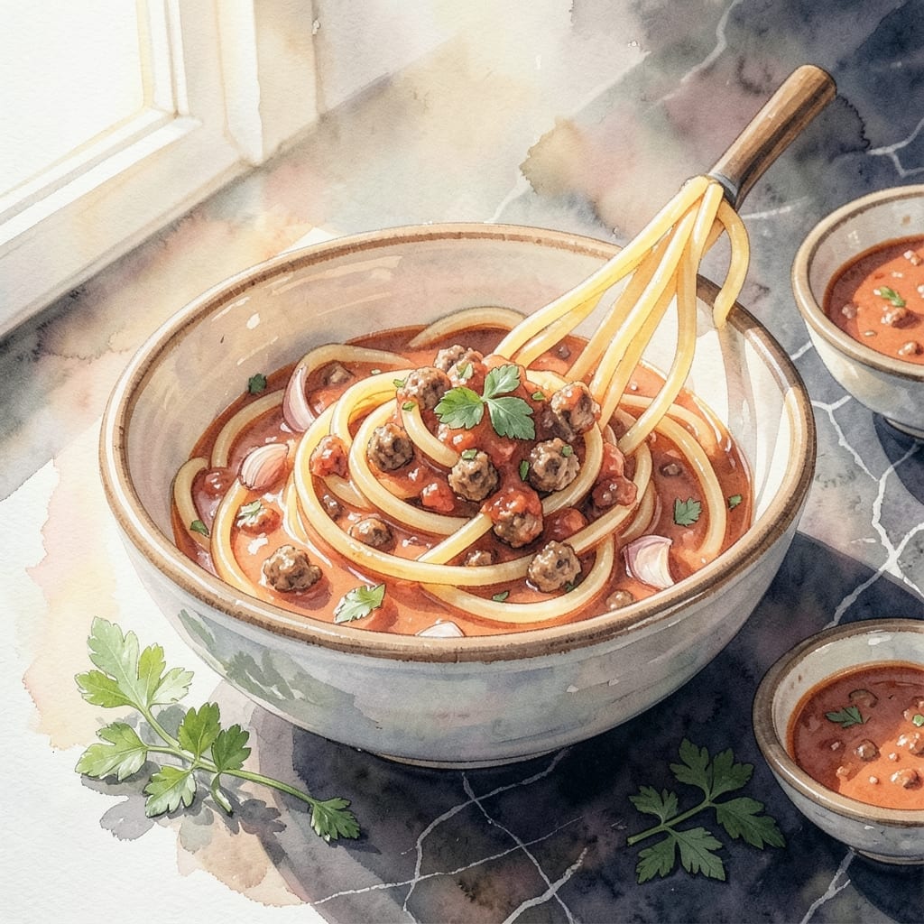 Spaghetti Recipe With Ground Beef and Italian Sausage: Rich Meat Sauce Simmered to Perfection