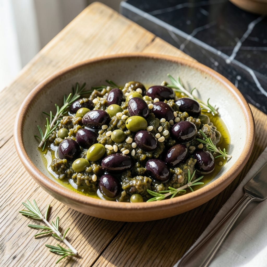 Olive Tapenade Recipe Without Anchovies: Briny Mediterranean Spread with Herbs Olive Tapenade Recipe Without Anchovies: Briny Mediterranean Spread with Herbs