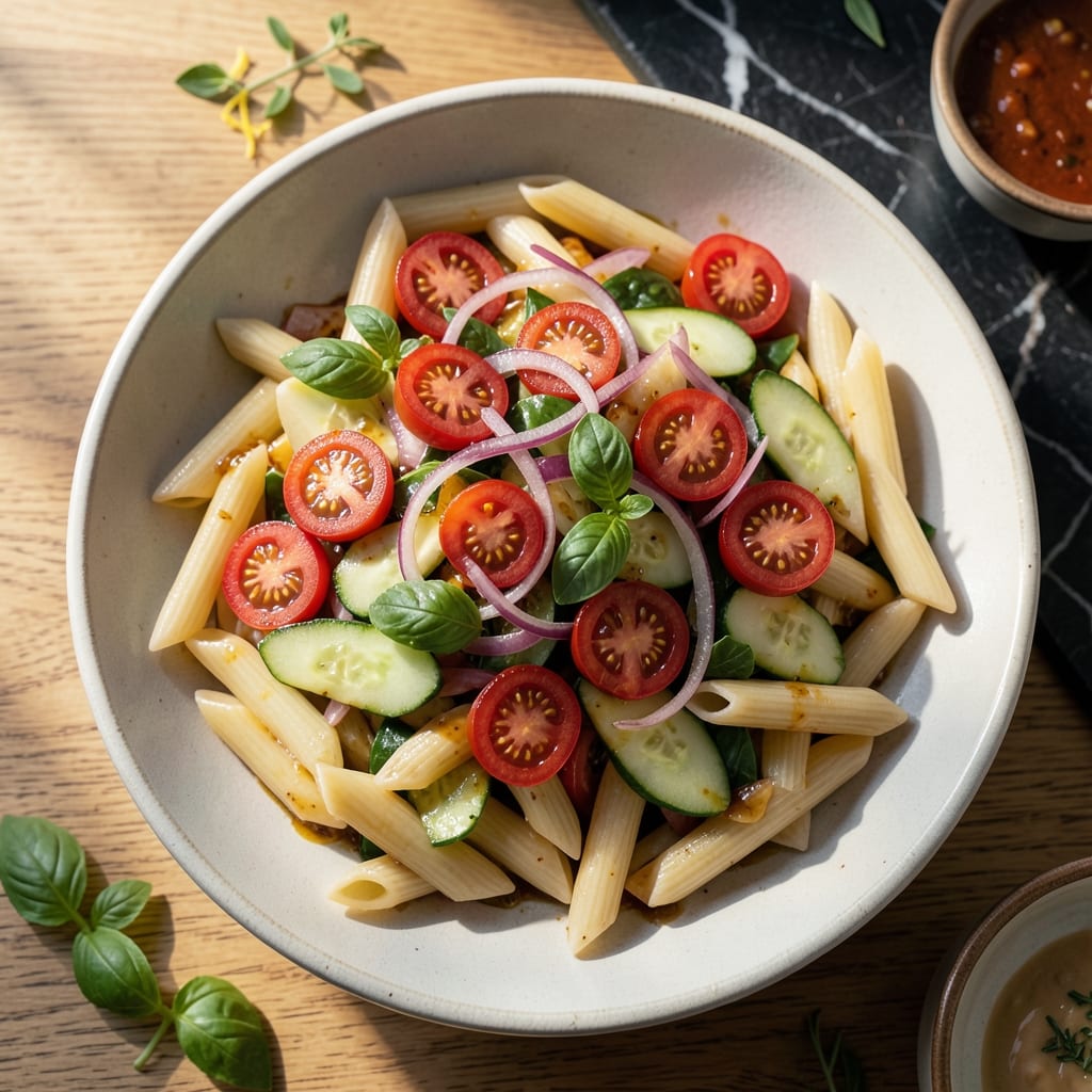 Pasta Salad Recipe With Olive Oil And Red Wine Vinegar: Mediterranean Freshness in Every Bite