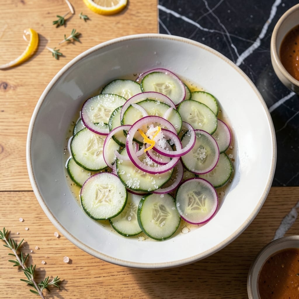 Cucumber Onion Salad Recipe With Vinegar and Sugar: Crunchy Refreshment with Sweet-Tangy Dressing
