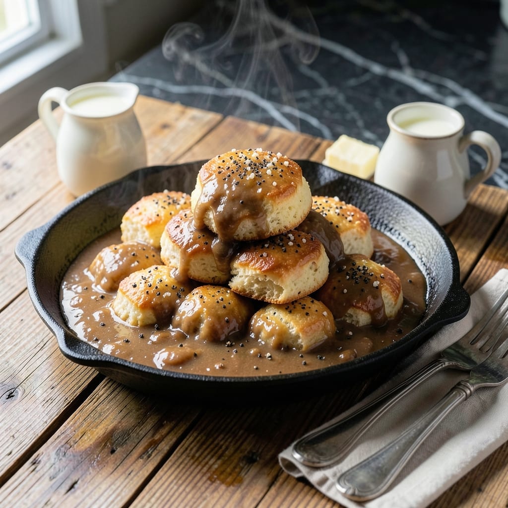 Southern Gravy Recipe for Biscuits: Rich Pepper-Flecked Cream Sauce Southern Gravy Recipe for Biscuits: Rich Pepper-Flecked Cream Sauce