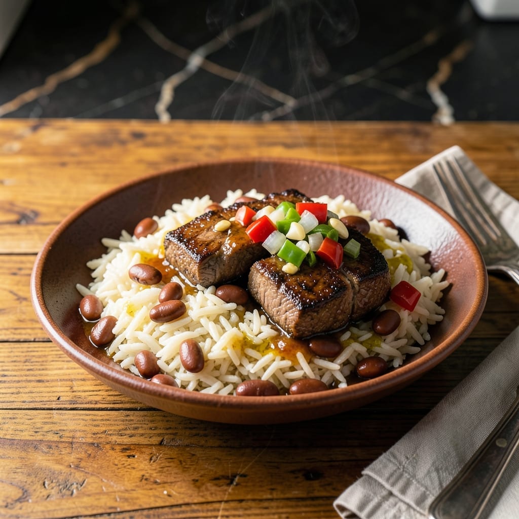 Recipe for La Bandera: Dominican Classic of Rice, Beans and Meat Recipe for La Bandera: Dominican Classic of Rice, Beans and Meat