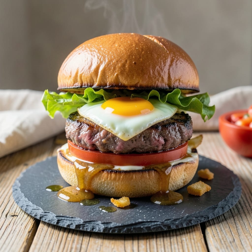 Burger Recipe With Egg: Juicy Patty With Runny Yolk Surprise Burger Recipe With Egg: Juicy Patty With Runny Yolk Surprise