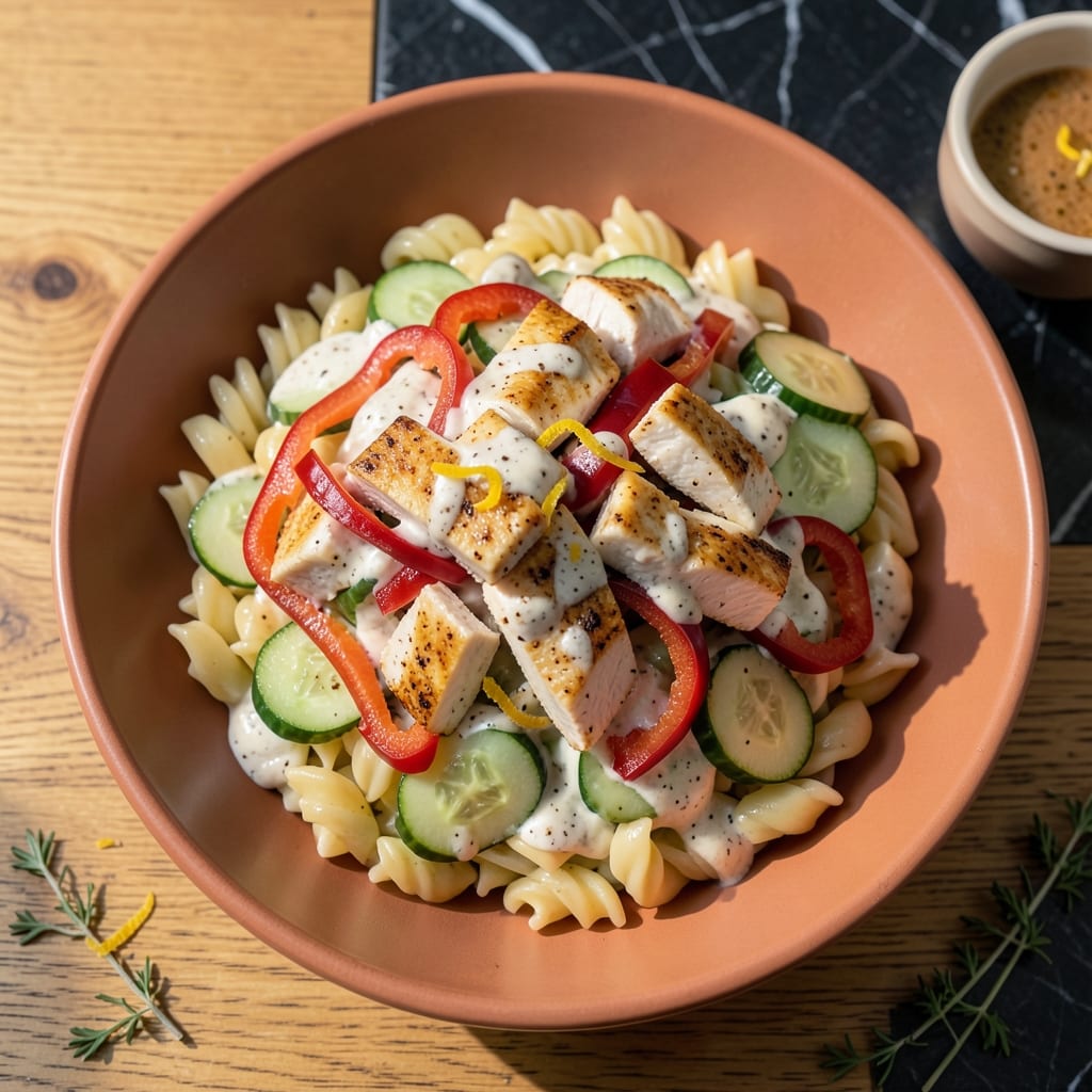Pasta Salad Recipe With Mayo and Chicken: Creamy Garden Freshness With Protein