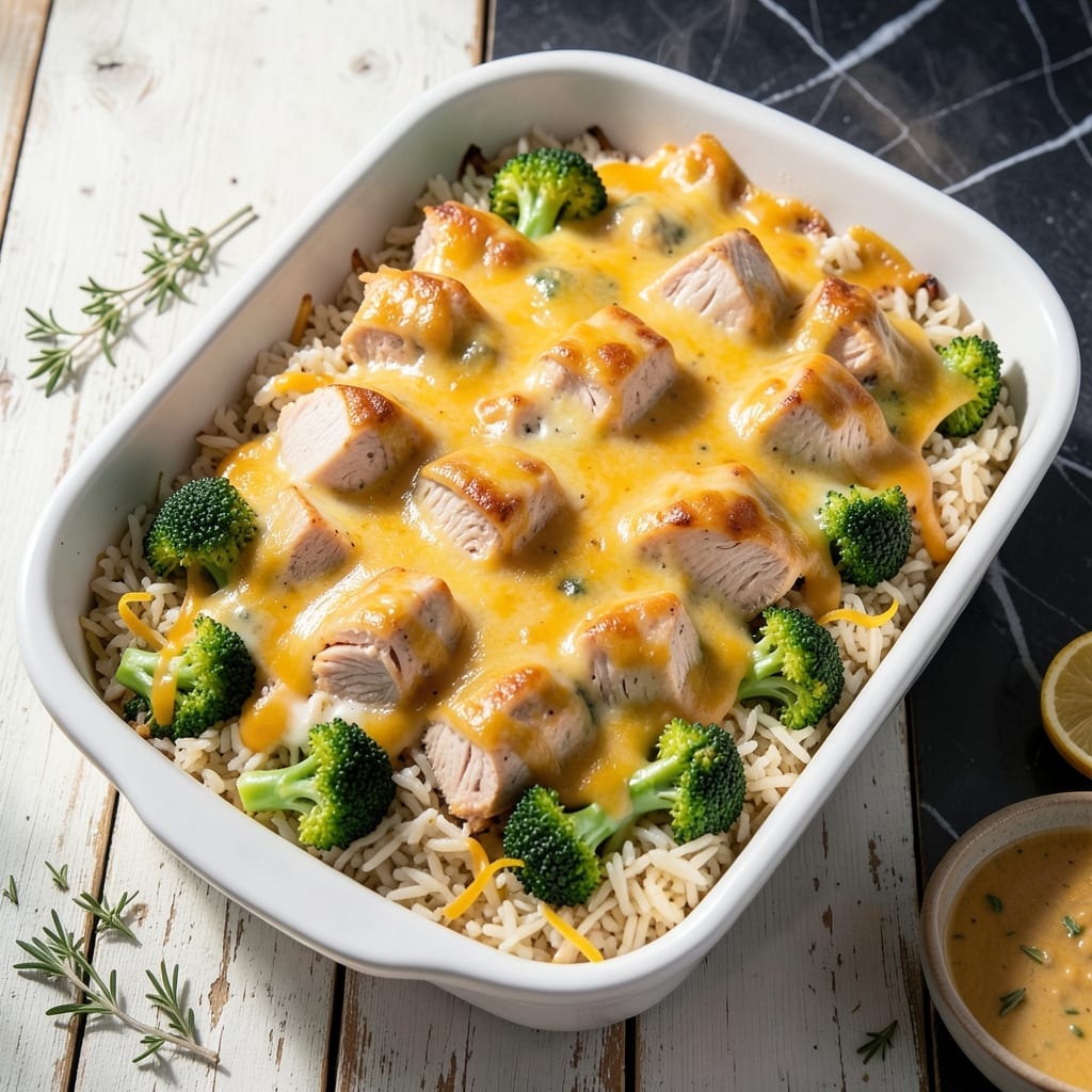 Recipe for Broccoli Rice Casserole With Chicken: Cheesy Bake With Golden Crust Recipe for Broccoli Rice Casserole With Chicken: Cheesy Bake With Golden Crust