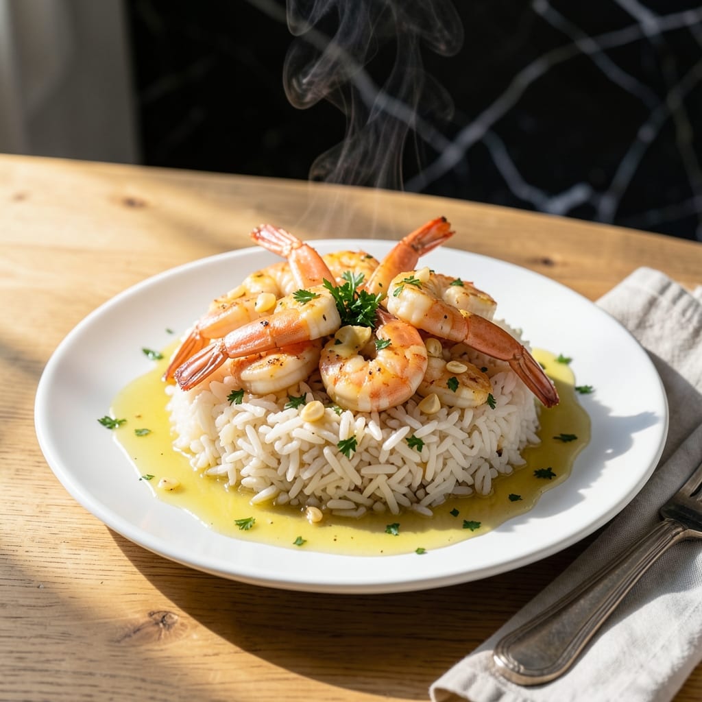 Recipe for Shrimp Scampi With Rice: Garlic-Butter Infused Shellfish Over Fluffy Grains Recipe for Shrimp Scampi With Rice: Garlic-Butter Infused Shellfish Over Fluffy Grains