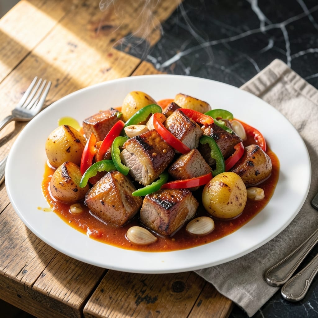 Pork Afritada Recipe Ingredients: Savory Filipino Stew with Tender Pork and Potatoes