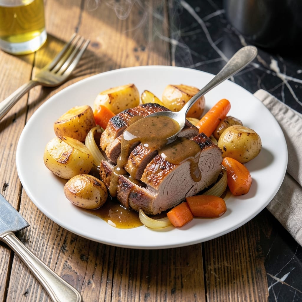 Pork Loin Roast Recipe Slow Cooker With Vegetables and Gravy: Hands-Free Herb-Infused Feast