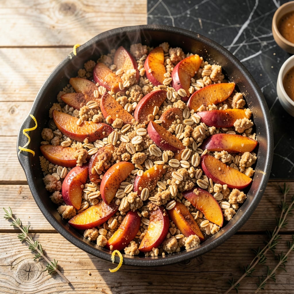 Peach Crisp Recipe Oatmeal Gluten Free: Warm Spiced Topping with Almond Flour Base
