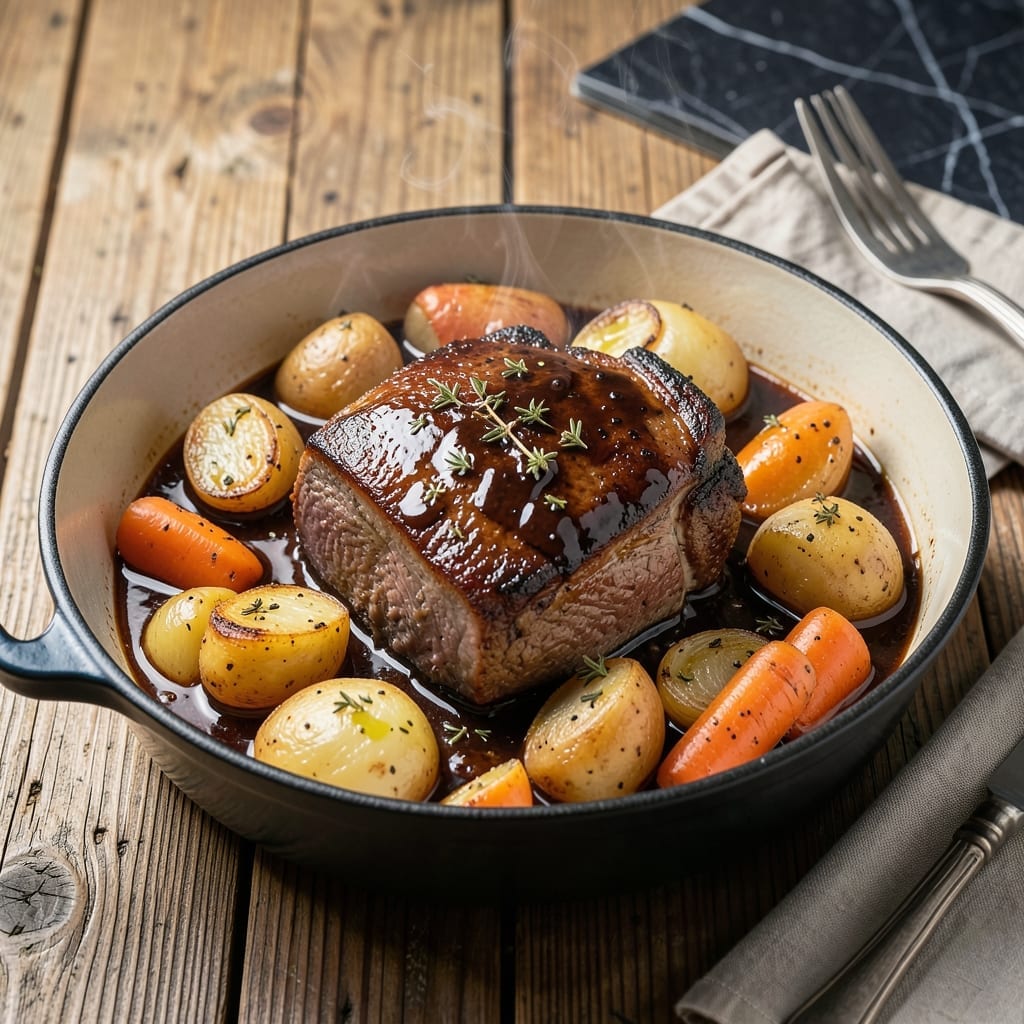 Pot Roast Recipe With Balsamic Vinegar: Dutch Oven Braised With Caramelized Onions Pot Roast Recipe With Balsamic Vinegar: Dutch Oven Braised With Caramelized Onions