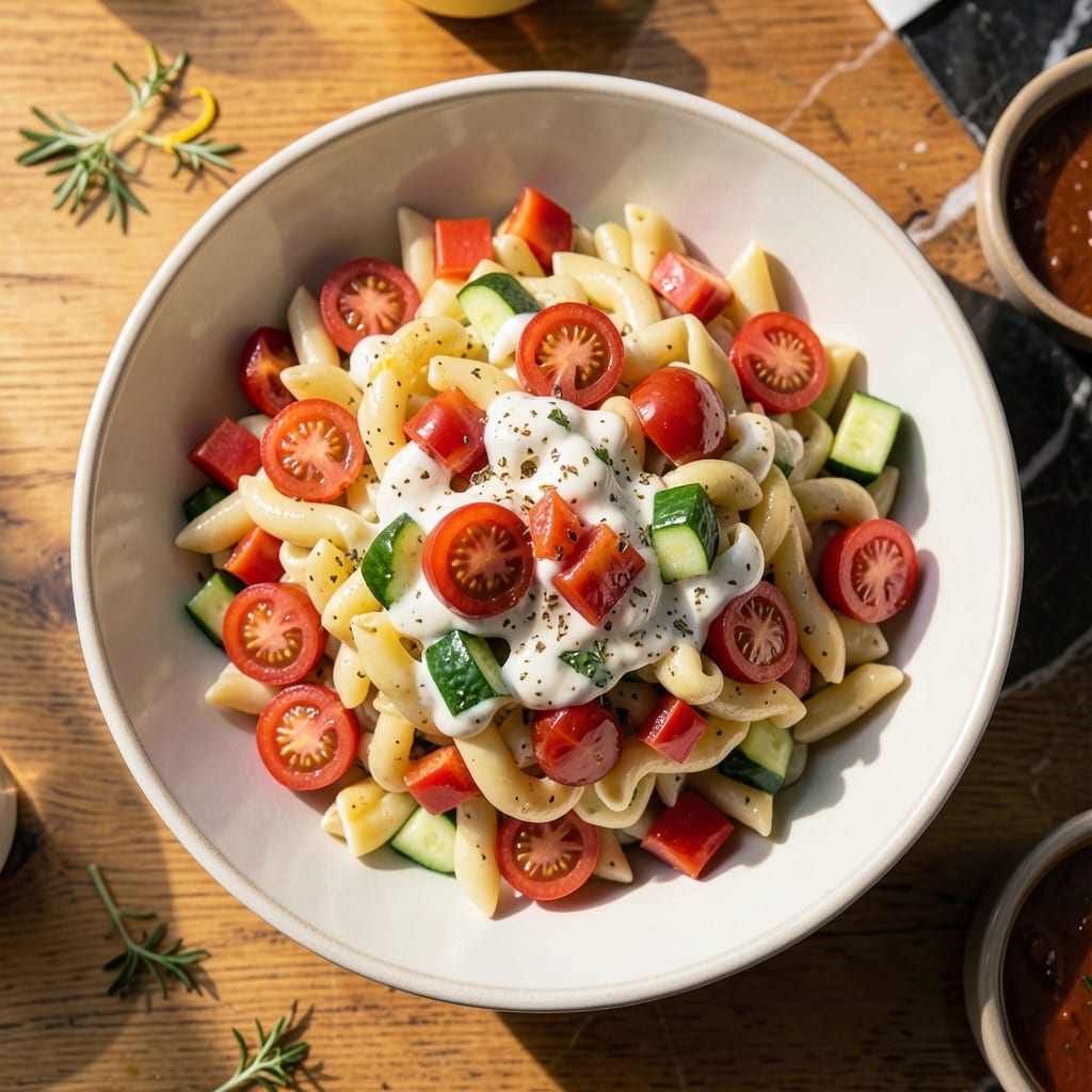 Pasta Salad Recipe With Mayo and Italian Dressing: Creamy-Tangy Party Favorite Pasta Salad Recipe With Mayo and Italian Dressing: Creamy-Tangy Party Favorite