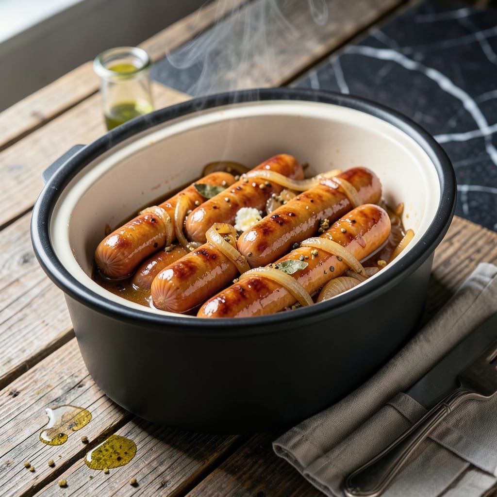 Crockpot Brats Recipe Without Beer: Slow-Cooked Sausage With Onion Sweetness Crockpot Brats Recipe Without Beer: Slow-Cooked Sausage With Onion Sweetness