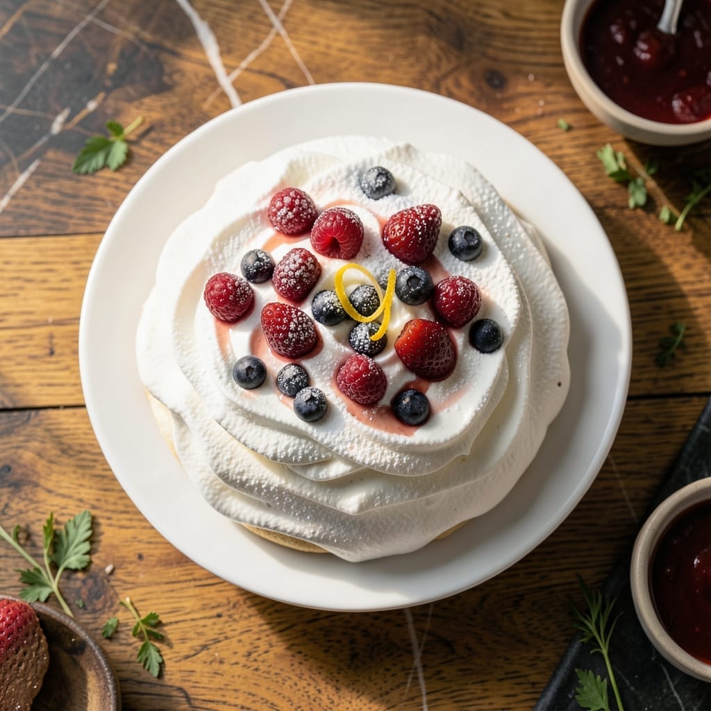 Pavlova Recipe Without Cornstarch: Meringue Pillows with Crisp Shells