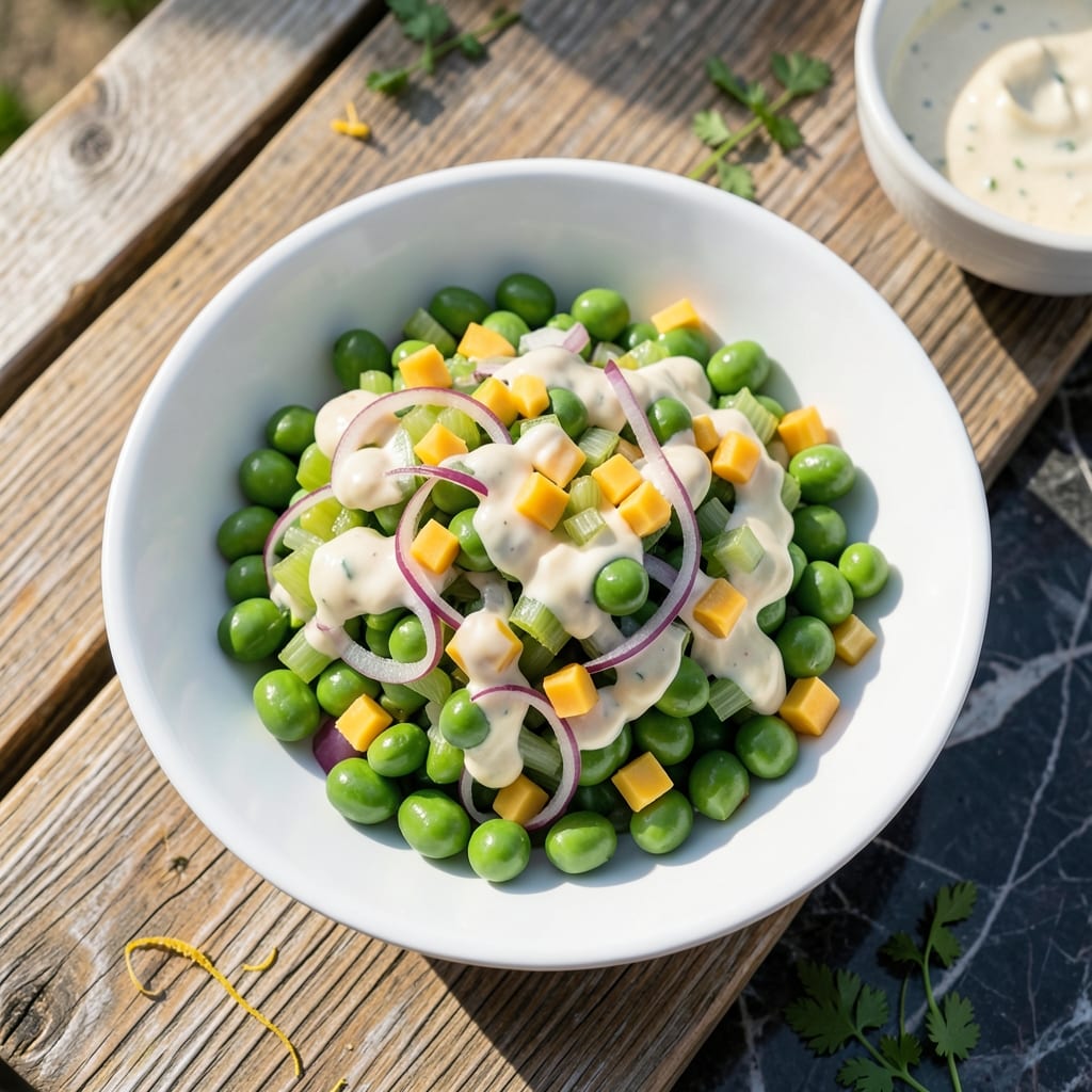 Pea Salad Recipe With Frozen Peas: Crunchy Veggies in a Creamy Dressing Pea Salad Recipe With Frozen Peas: Crunchy Veggies in a Creamy Dressing