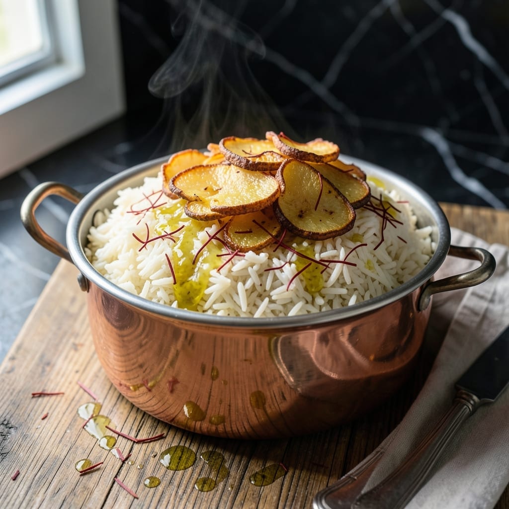 Persian Rice Recipe With Potato: Crispy Tahdig Layer Every Time
