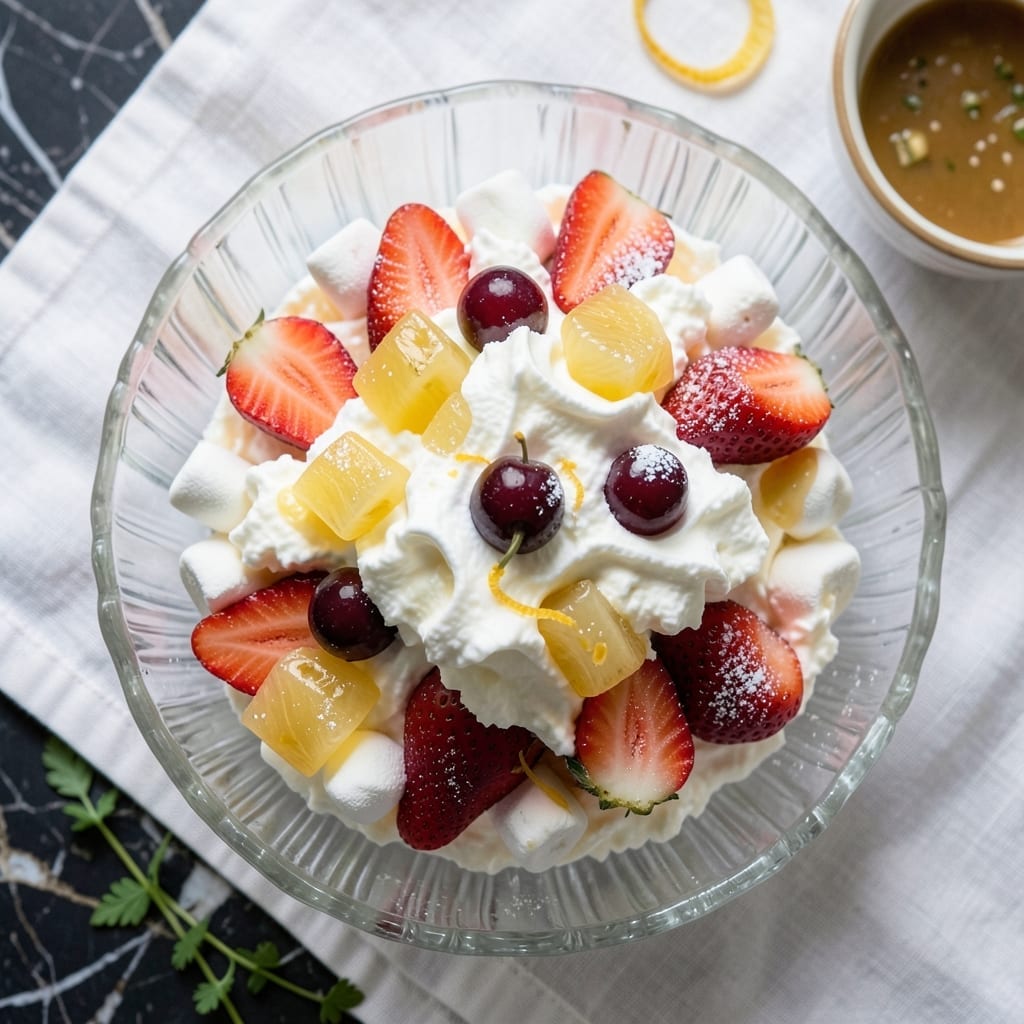 Recipe for Seafoam Salad: Fluffy Pink Perfection with Marshmallow Base