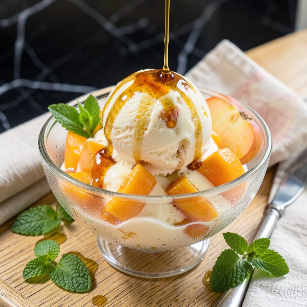 Peach Ice Cream Recipe for KitchenAid Ice Cream Maker: Ultra Creamy Homemade Scoops