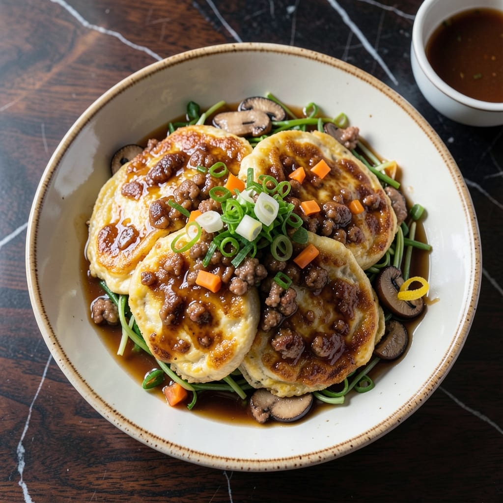 Recipe for Pork Egg Foo Young: Savory Chinese Omelette With Veggies Recipe for Pork Egg Foo Young: Savory Chinese Omelette With Veggies