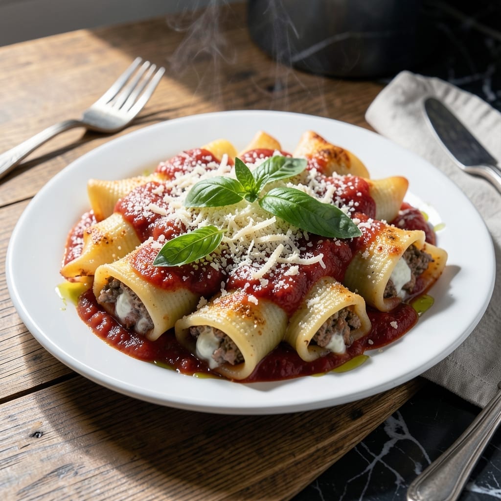 Manicotti Recipe With Ground Beef: Cheesy Layers Stuffed With Savory Meat