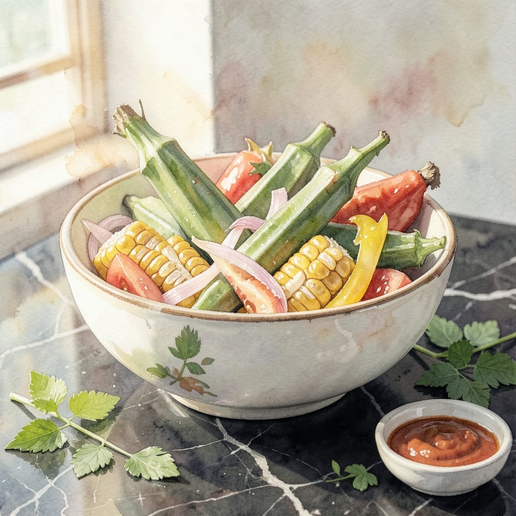 Recipe For Okra Corn and Tomatoes: Southern-Style Summer Medley Recipe For Okra Corn and Tomatoes: Southern-Style Summer Medley