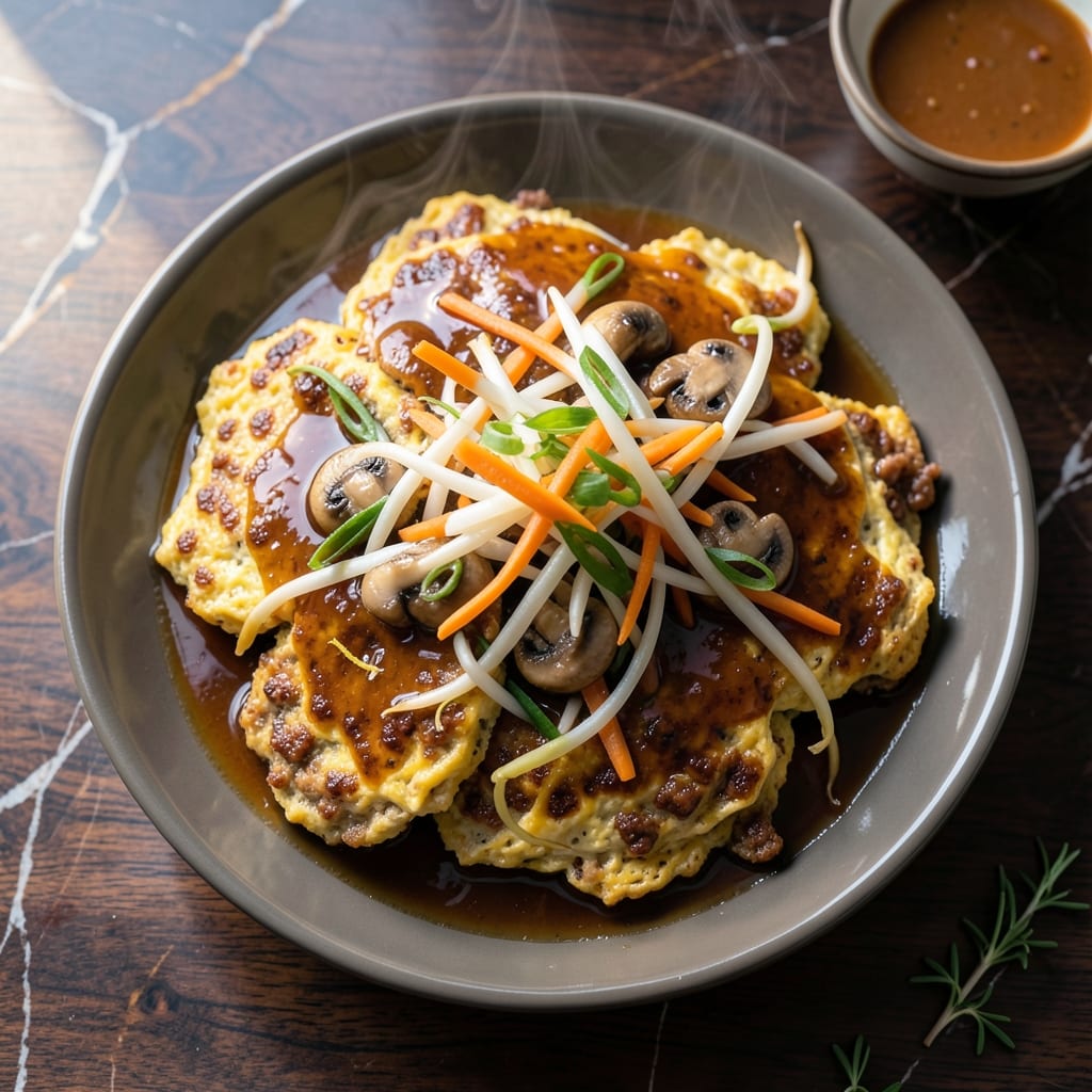 Pork Egg Foo Young Recipe With Gravy: Savory Chinese Omelette With Brown Sauce
