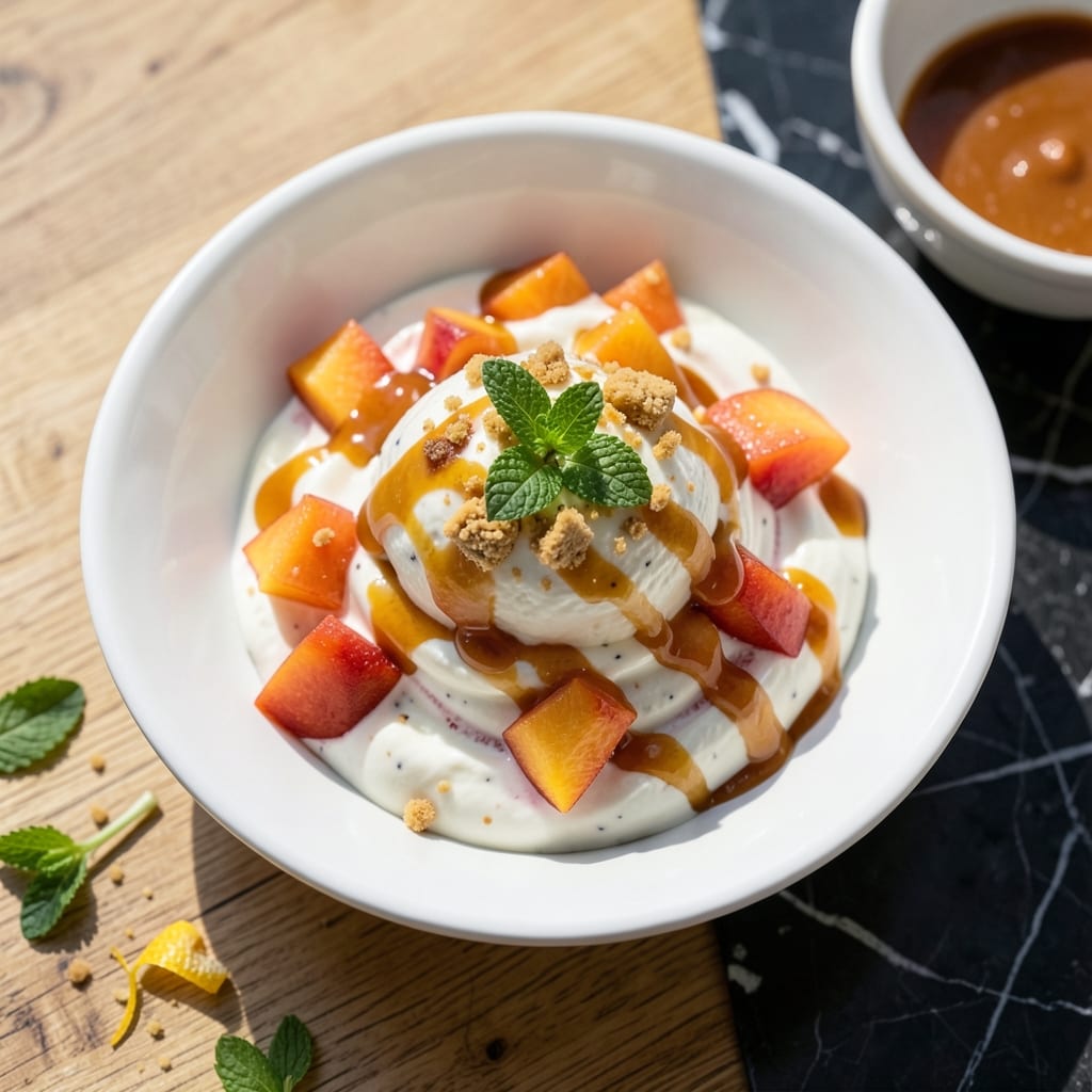Peach Ice Cream Recipe With Greek Yogurt: Velvety Swirls of Summer Sweetness Peach Ice Cream Recipe With Greek Yogurt: Velvety Swirls of Summer Sweetness