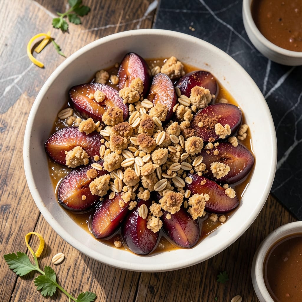Plum Crumble Recipe Gluten Free: Warm Spiced Fruit With Buttery Almond Topping