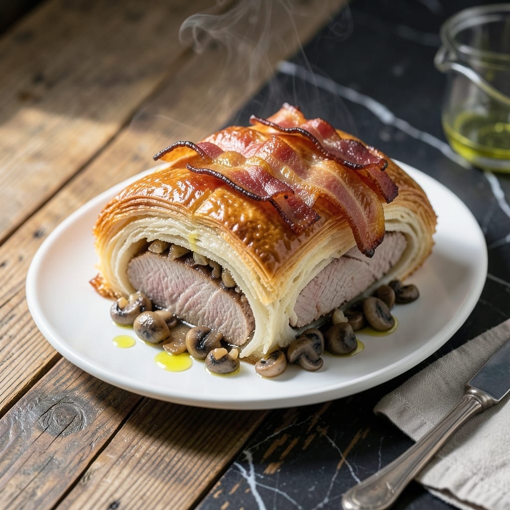 Pork Wellington Recipe With Bacon: Flaky Pastry Wrapped Juiciness Pork Wellington Recipe With Bacon: Flaky Pastry Wrapped Juiciness