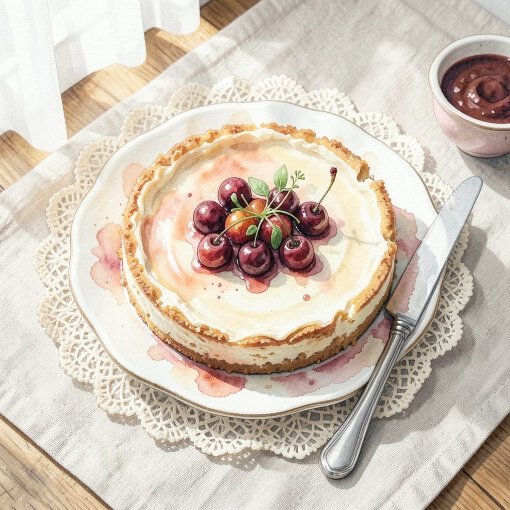 Cherry Cheesecake Recipe: Buttery Crust with Swirled Fruit Topping