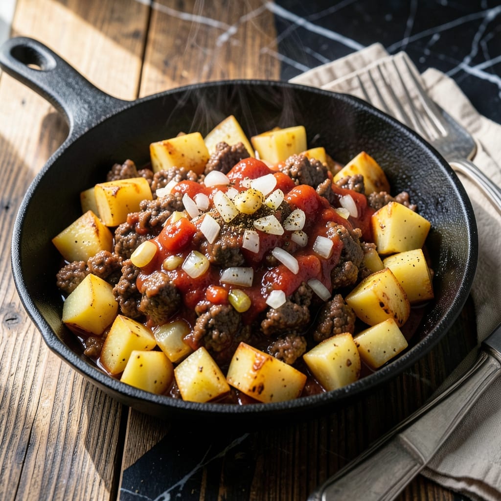 Picadillo Recipe With Potatoes: Latin-Inspired Ground Beef and Spud Medley Picadillo Recipe With Potatoes: Latin-Inspired Ground Beef and Spud Medley