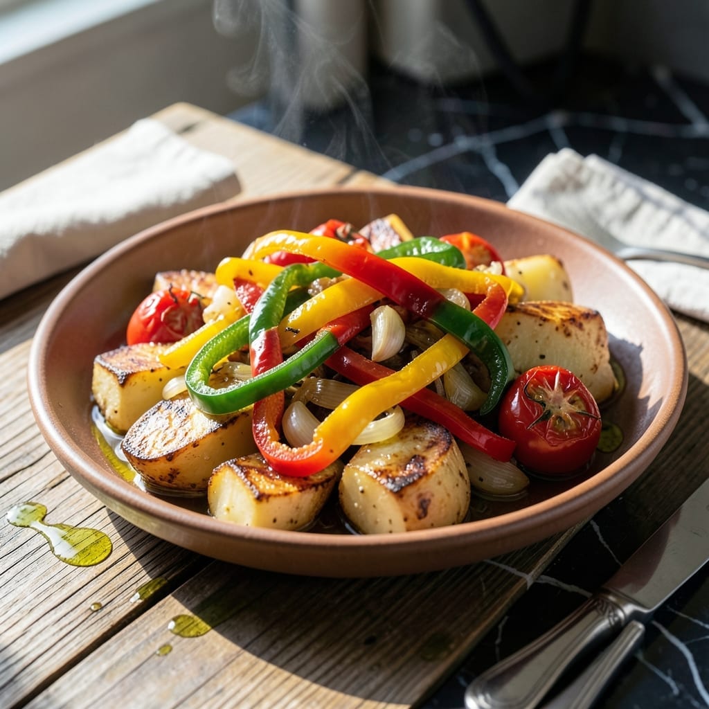 Peperonata Recipe With Potatoes: Sweet Peppers and Tender Spuds Unified Peperonata Recipe With Potatoes: Sweet Peppers and Tender Spuds Unified