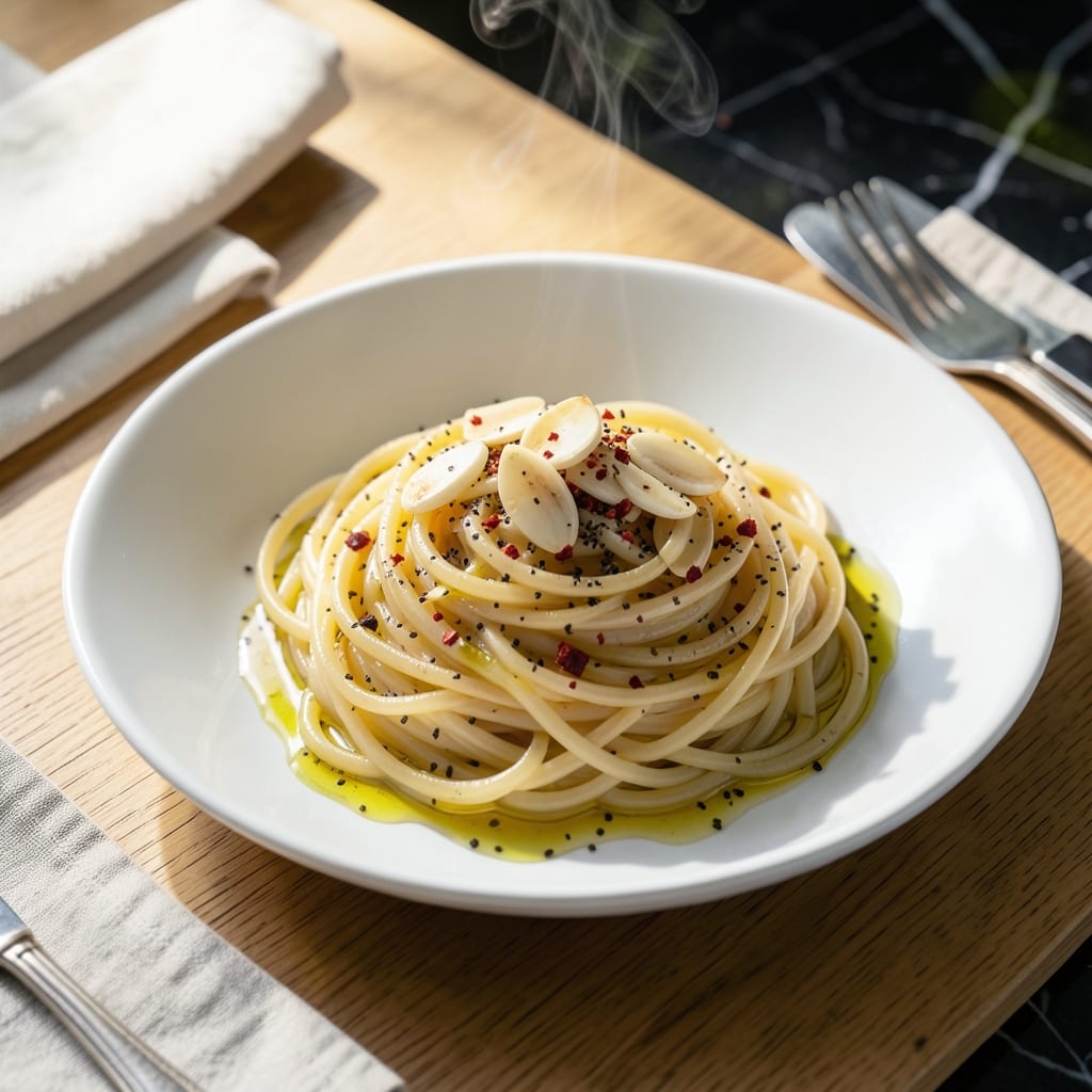 Pasta Recipe Without Tomato Sauce: Garlicky Olive Oil Coated Al Dente