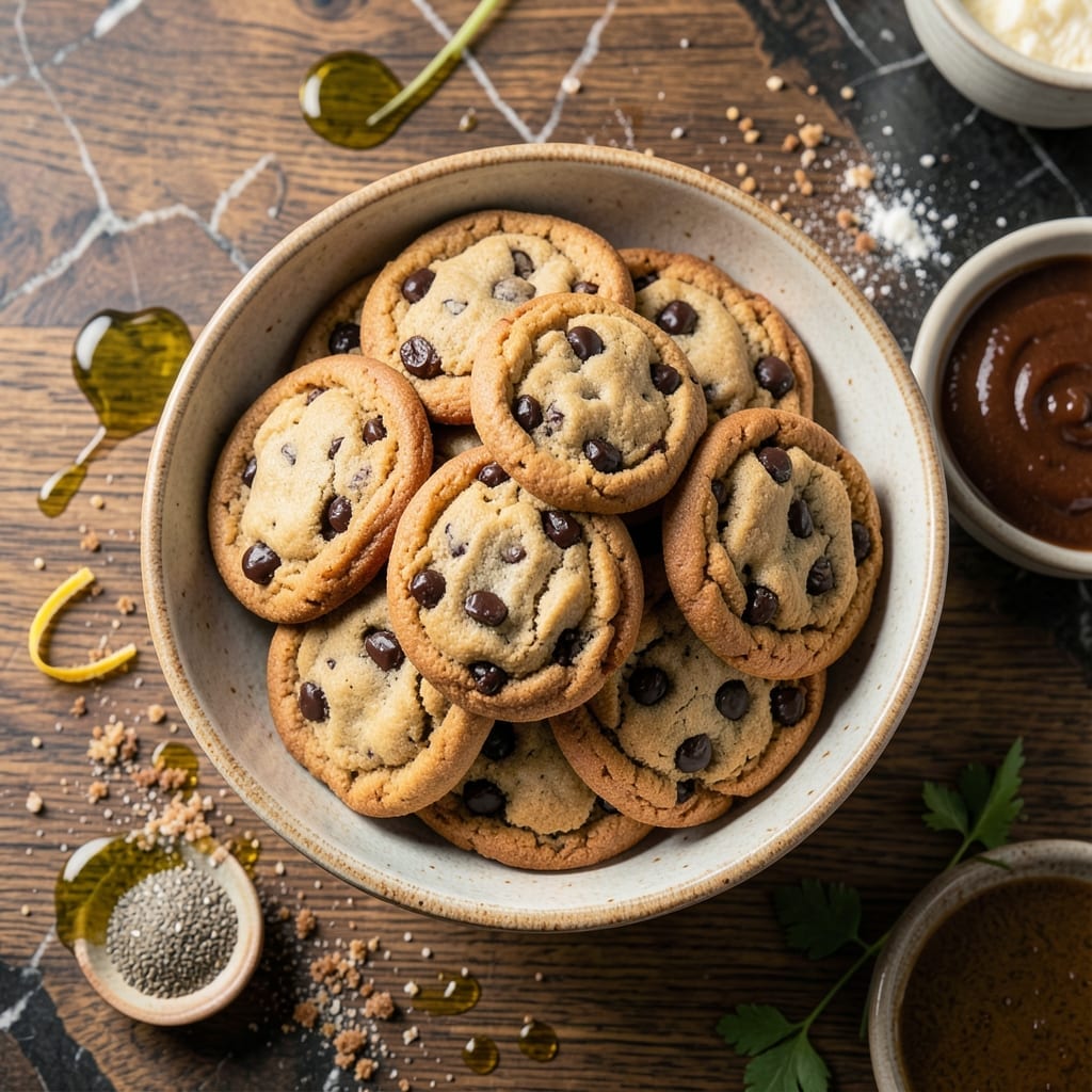 Chocolate Chip Cookie Recipe Without Butter or Baking Soda: Fudgy Centers With Olive Oil Magic