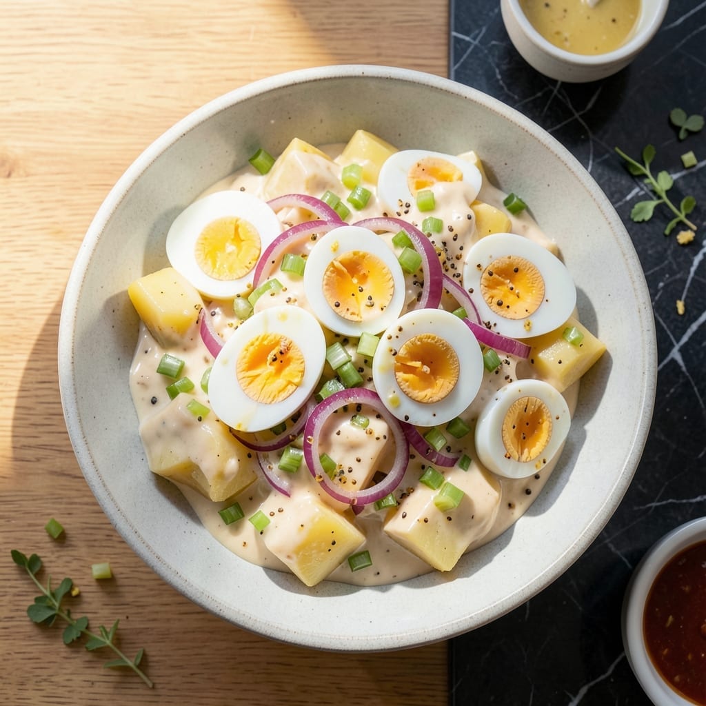 Easy Potato Salad Recipe With Eggs And Mayonnaise: Classic Creamy Picnic Side Easy Potato Salad Recipe With Eggs And Mayonnaise: Classic Creamy Picnic Side