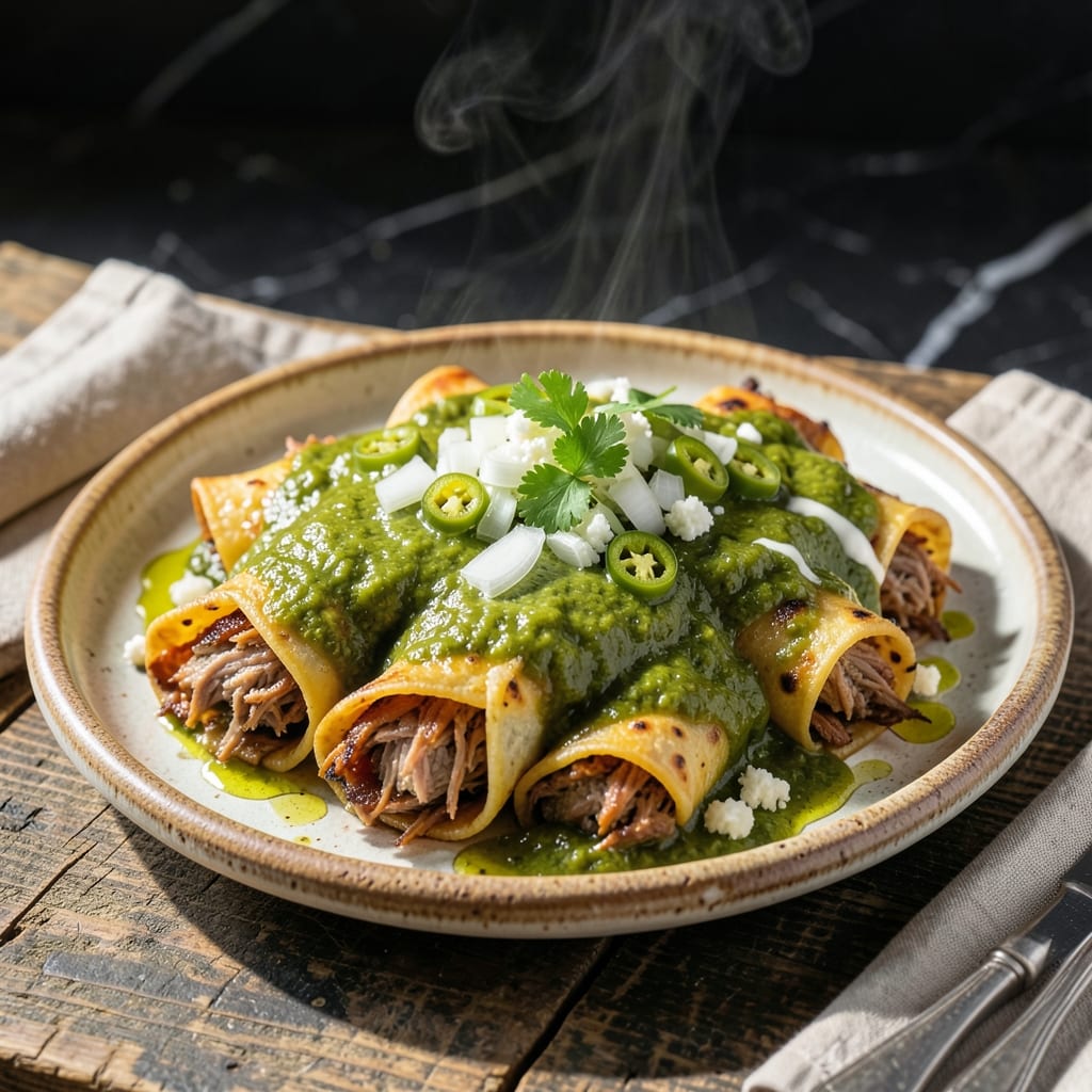 Pork Enchilada Recipe Green Sauce: Tangy Tomatillo Wrapped in Warm Tortillas