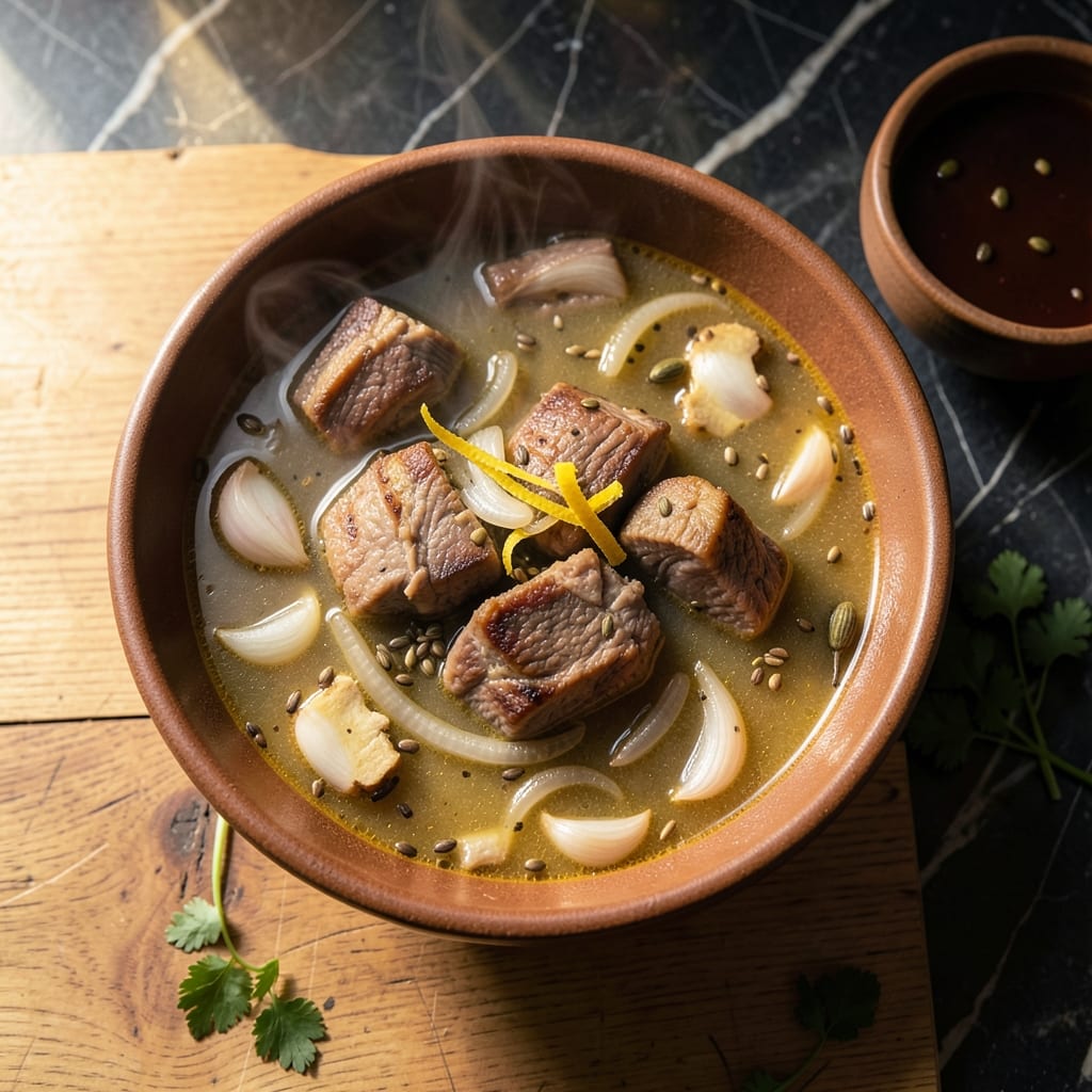 Yakhni Soup Recipe: Spiced Clarified Broth with Tender Meat