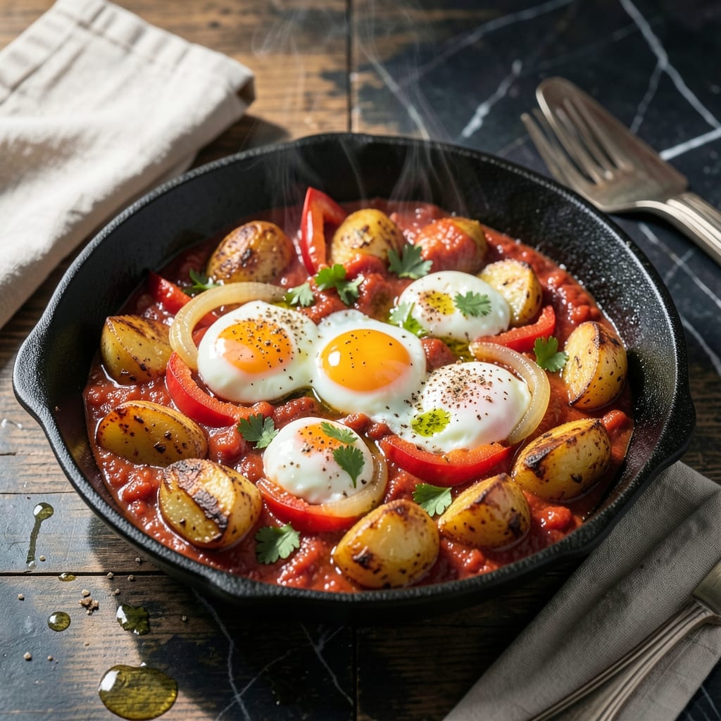 Shakshuka Recipe With Potatoes: North African Breakfast With Hearty Spuds