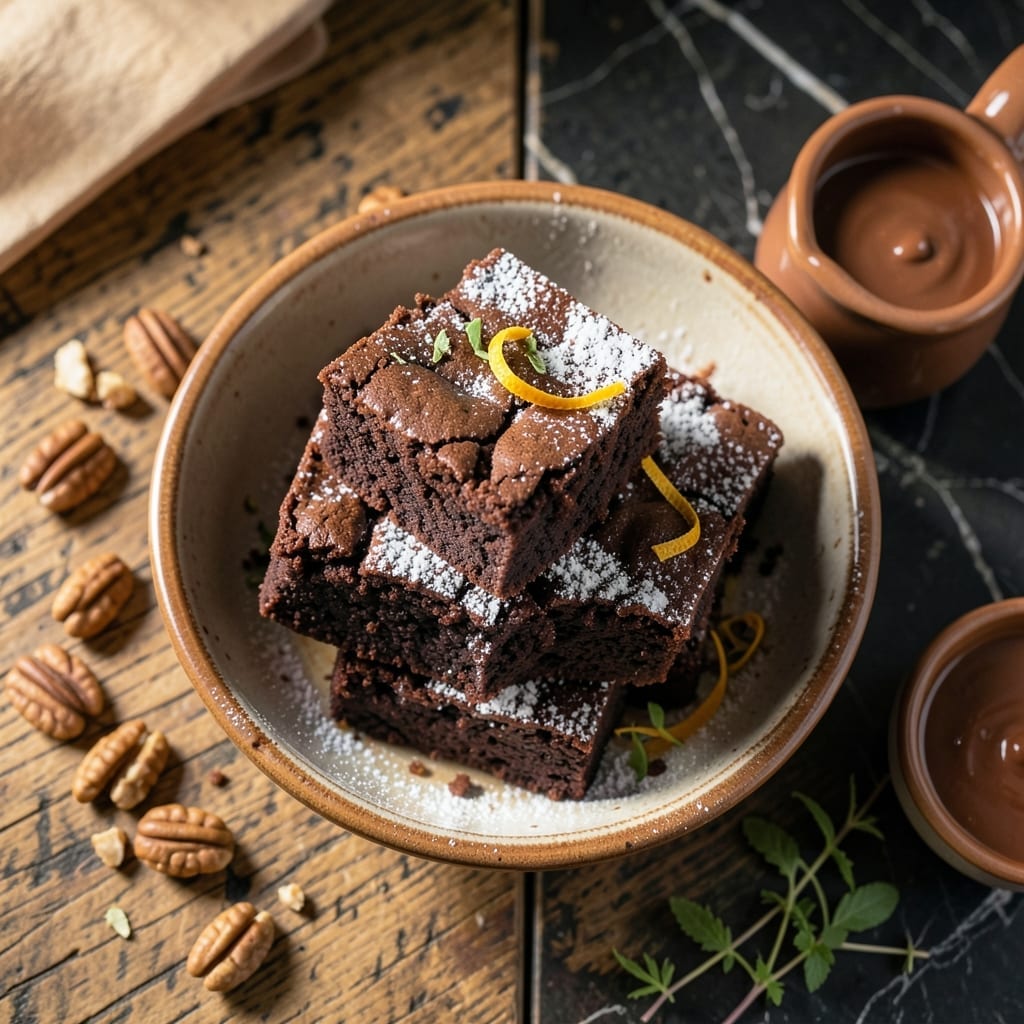 Recipe Of Chocolate Brownie Eggless: Dense Fudge With Crackly Top Recipe Of Chocolate Brownie Eggless: Dense Fudge With Crackly Top