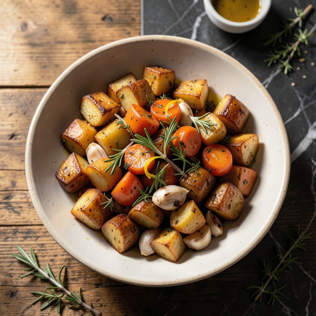 Potato and Carrot Recipe Baked: Roasted Roots With Herbed Finish