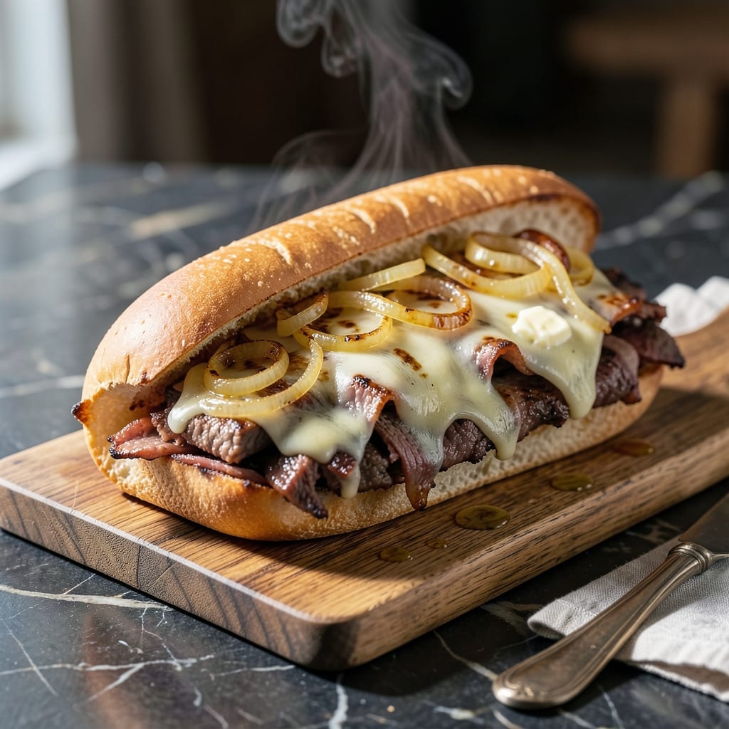 Philly Cheesesteak Recipe With Shaved Beef: Melted Cheese and Caramelized Onion Magic Philly Cheesesteak Recipe With Shaved Beef: Melted Cheese and Caramelized Onion Magic