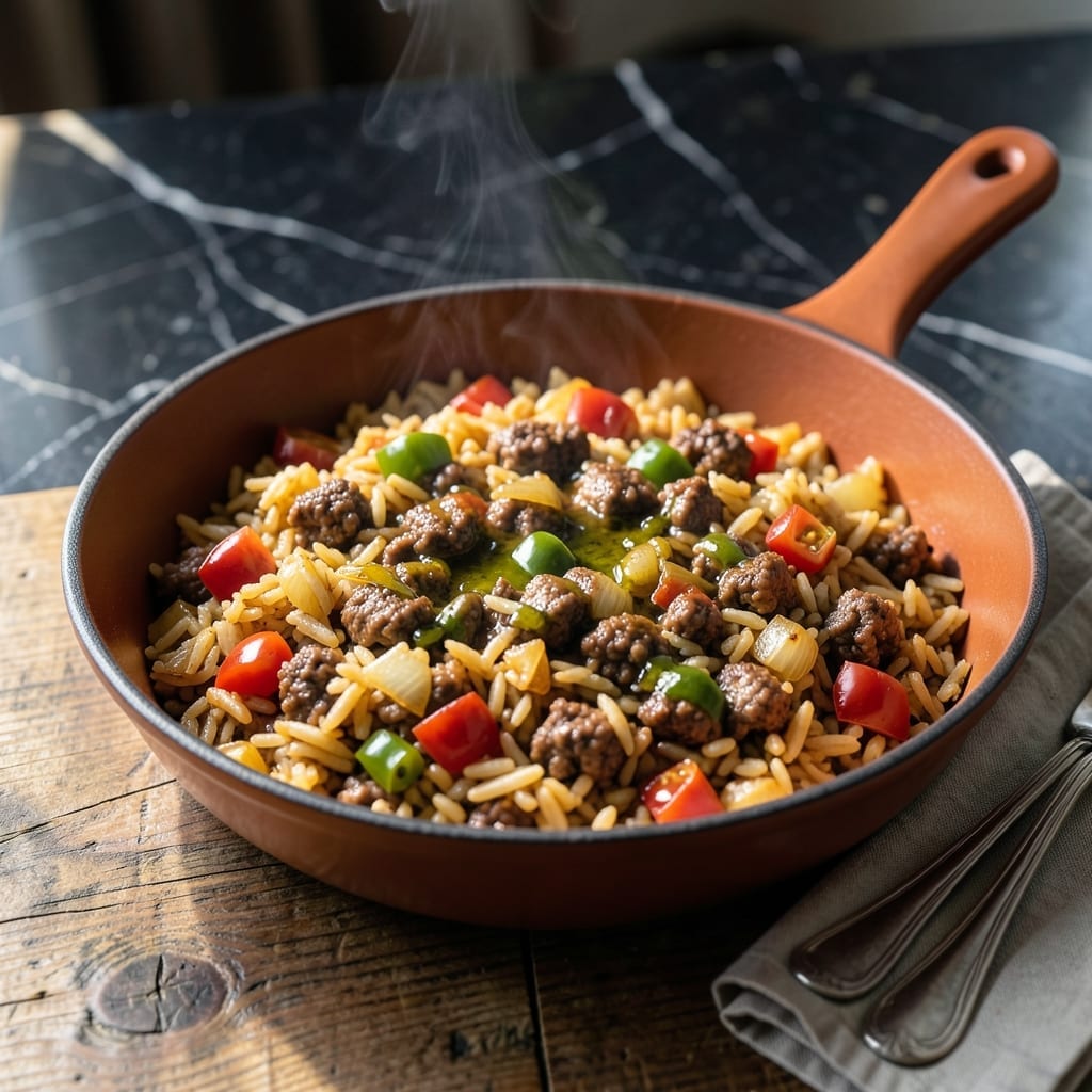 Spanish Rice Recipe With Ground Beef: Savory One-Pan Fiesta in 30 Minutes Spanish Rice Recipe With Ground Beef: Savory One-Pan Fiesta in 30 Minutes