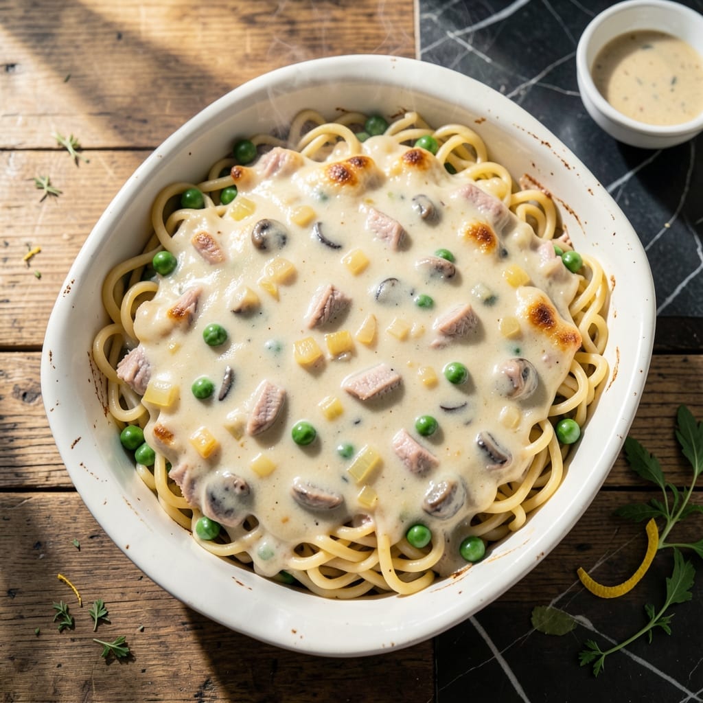 Tuna Casserole Recipe With Mushroom Soup: Nostalgic Bake With Crispy Topping
