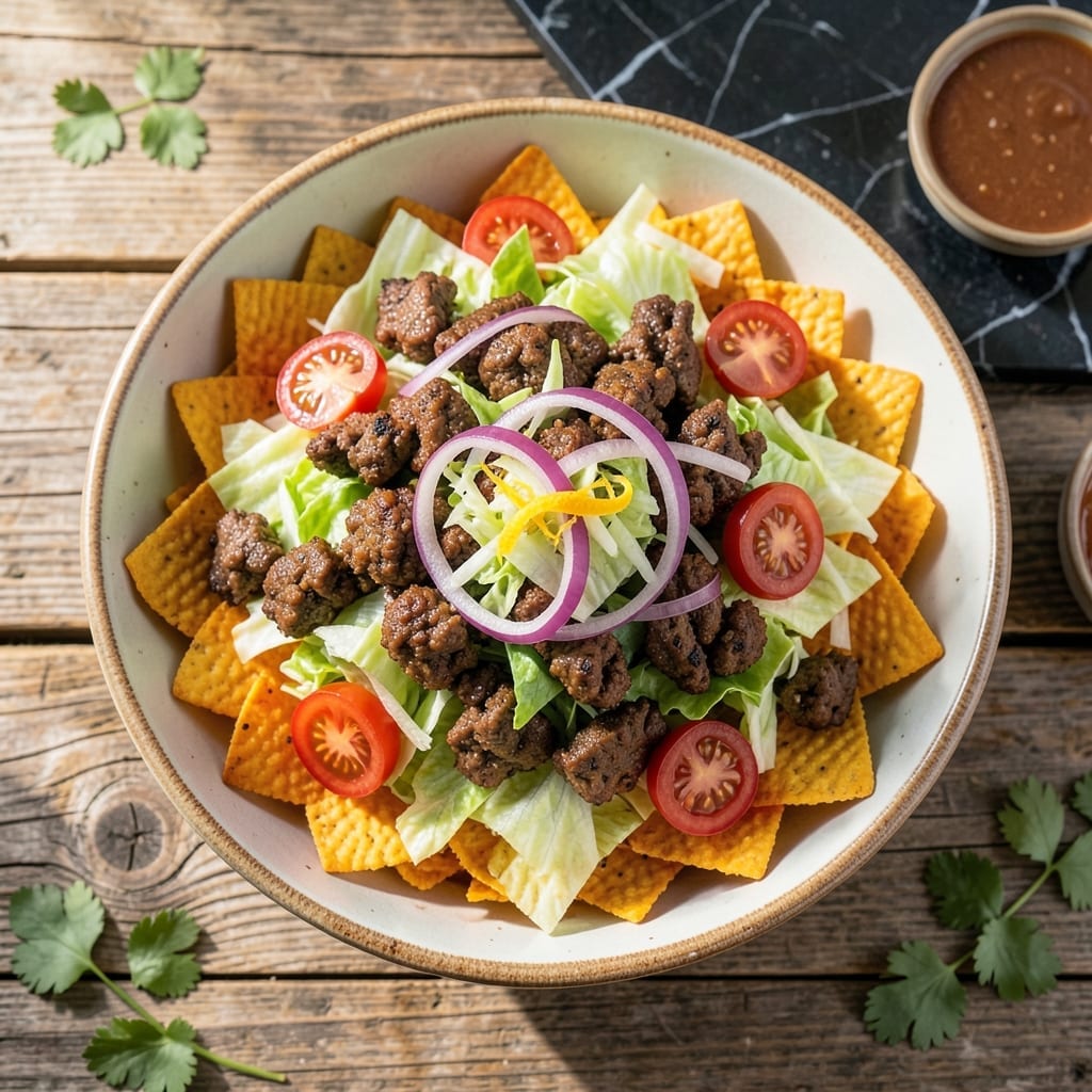 Taco Salad Recipe Using Doritos: Crunchy Nacho Cheese Base with Bold Tex-Mex Flavors