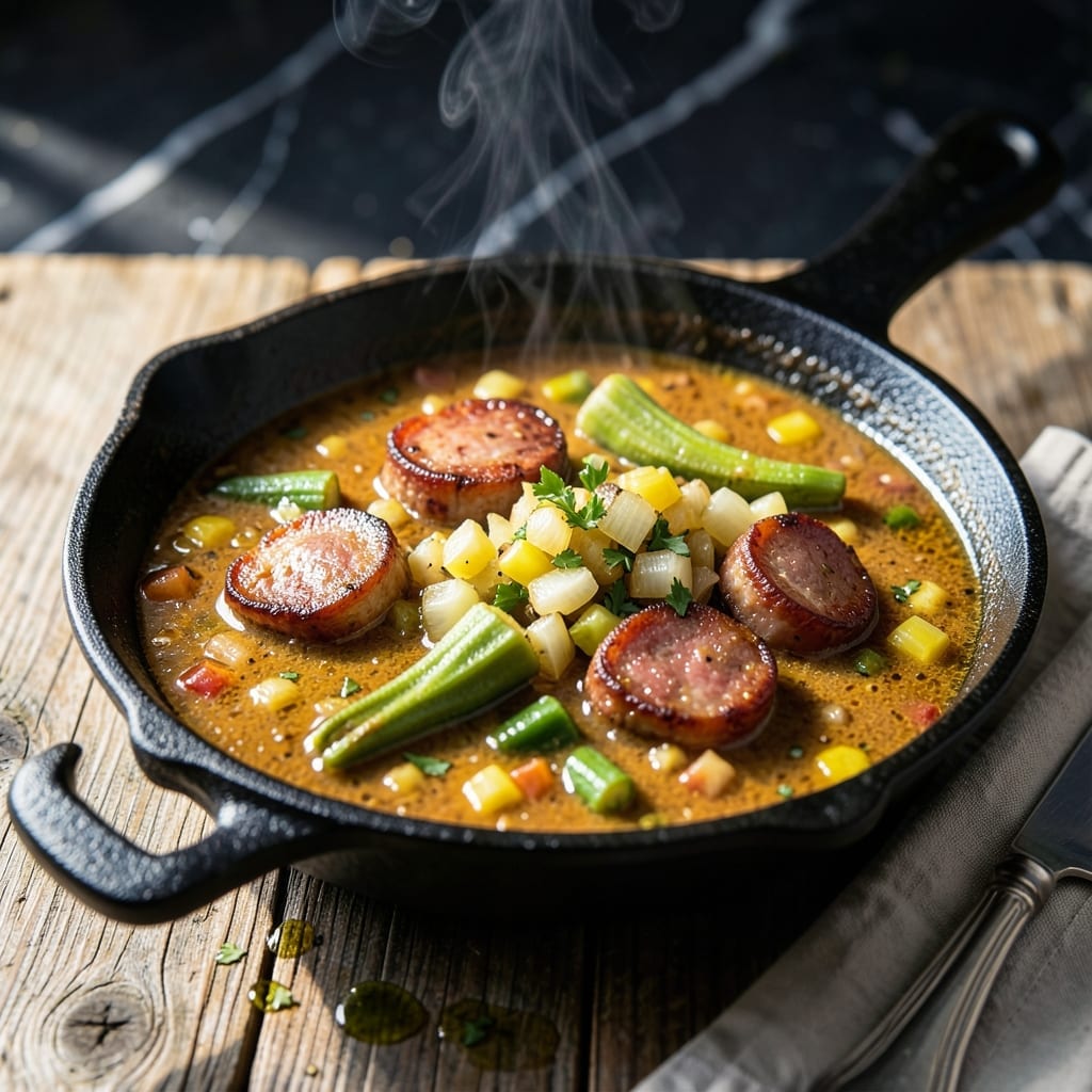 Breakfast Gumbo Recipe: Andouille Sausage and Okra Louisiana Start