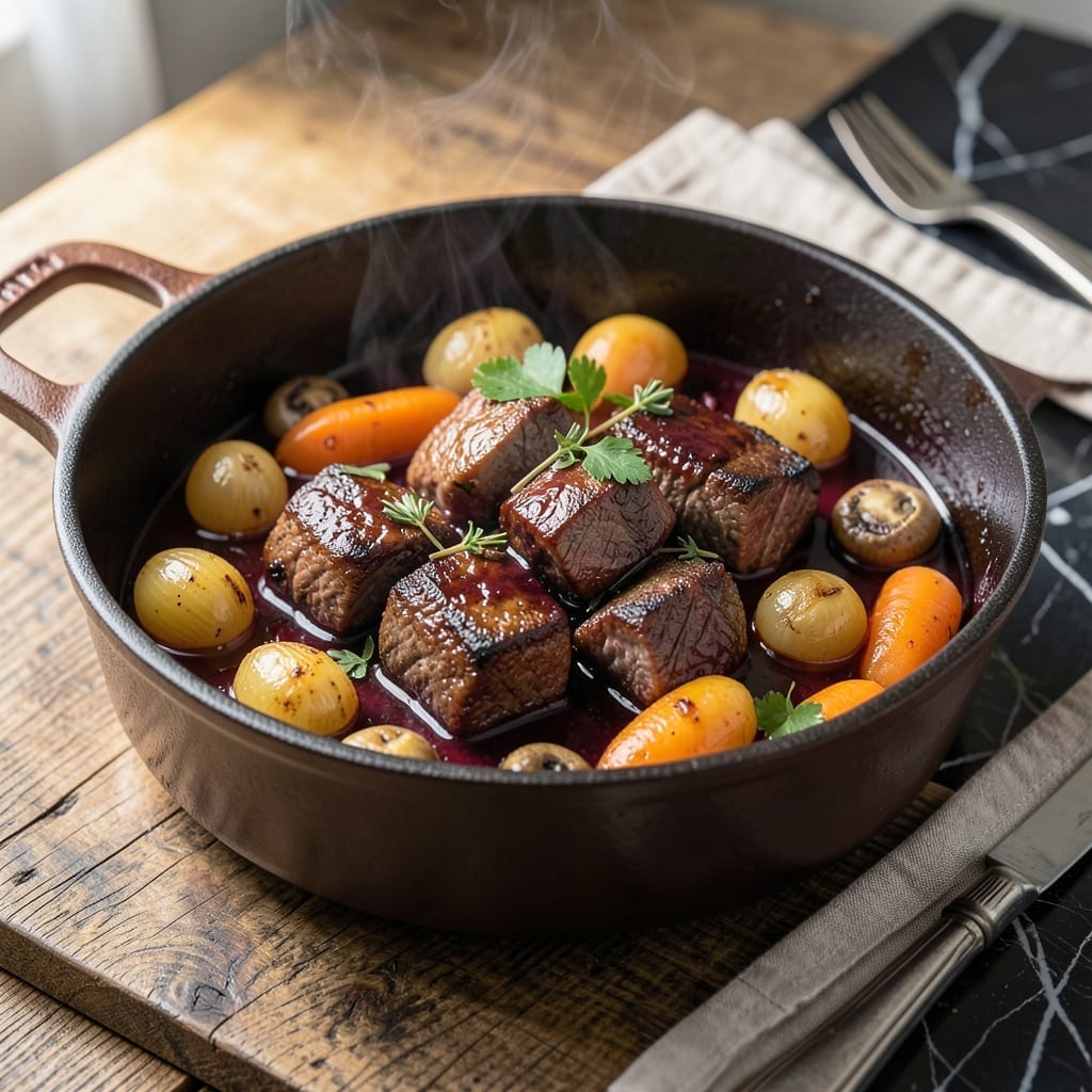 Classic Beef Bourguignon Recipe: French Braised Beef With Red Wine Depth