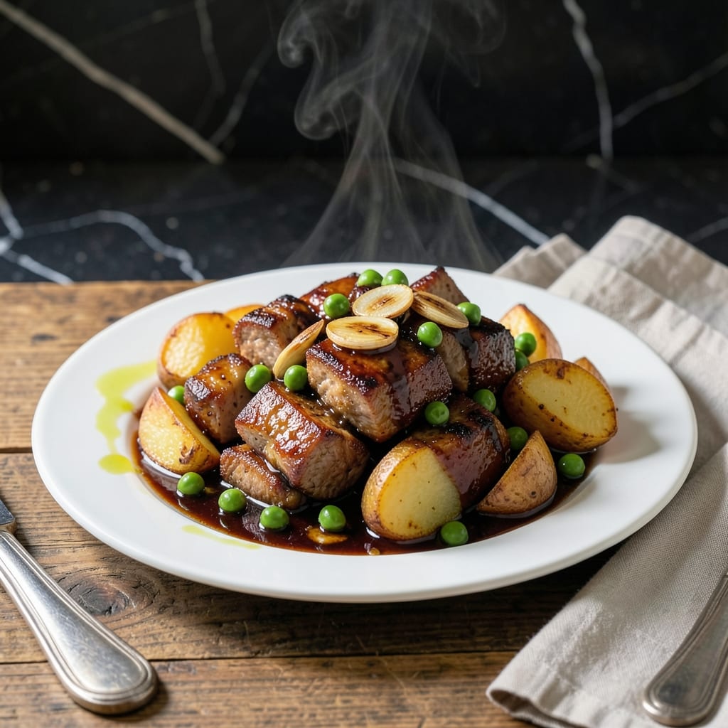 Pork Igado Recipe Ingredients: Filipino Stew With Potatoes and Peas