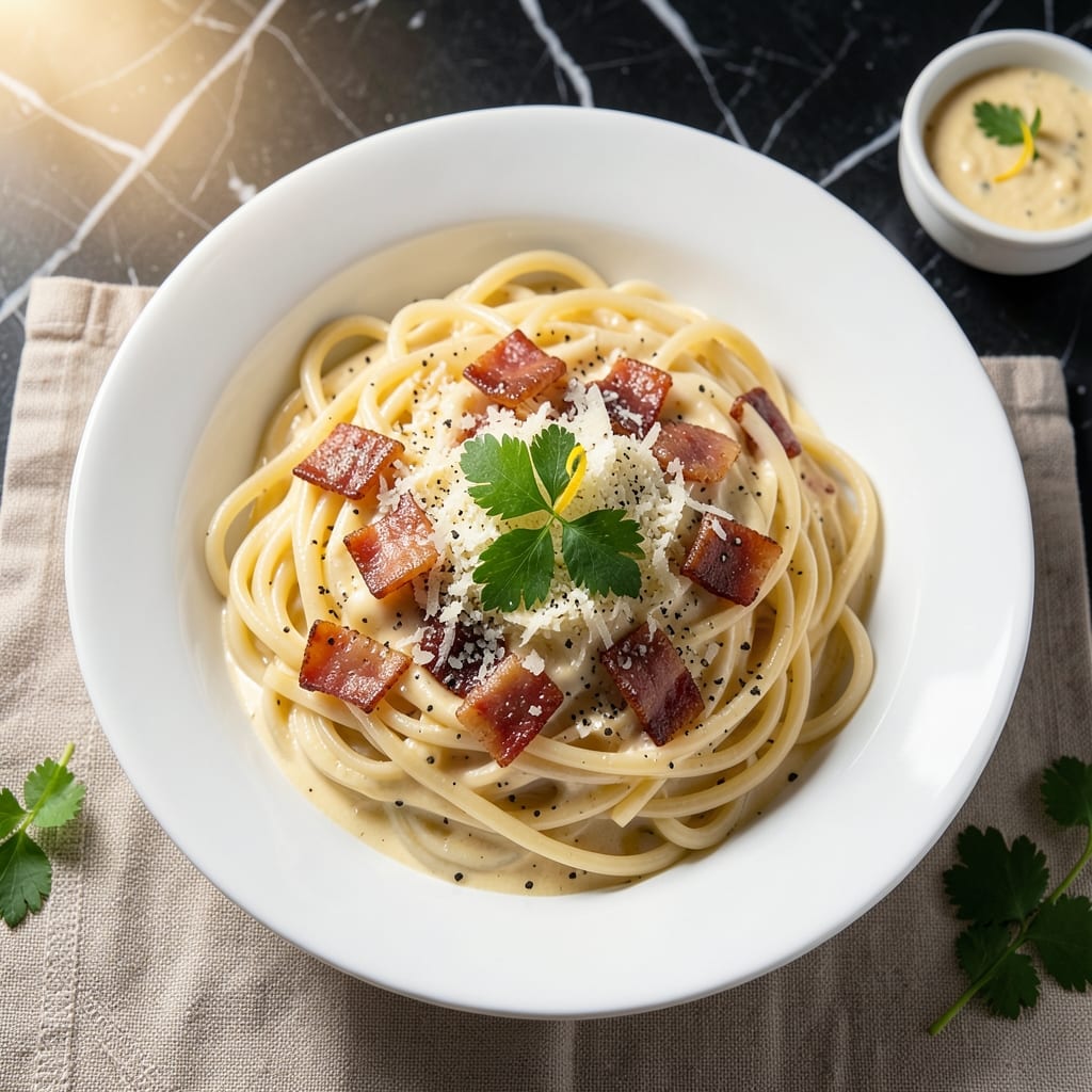 Carbonara Recipe With Heavy Cream: Silky Ribbons of Pasta and Pancetta Carbonara Recipe With Heavy Cream: Silky Ribbons of Pasta and Pancetta