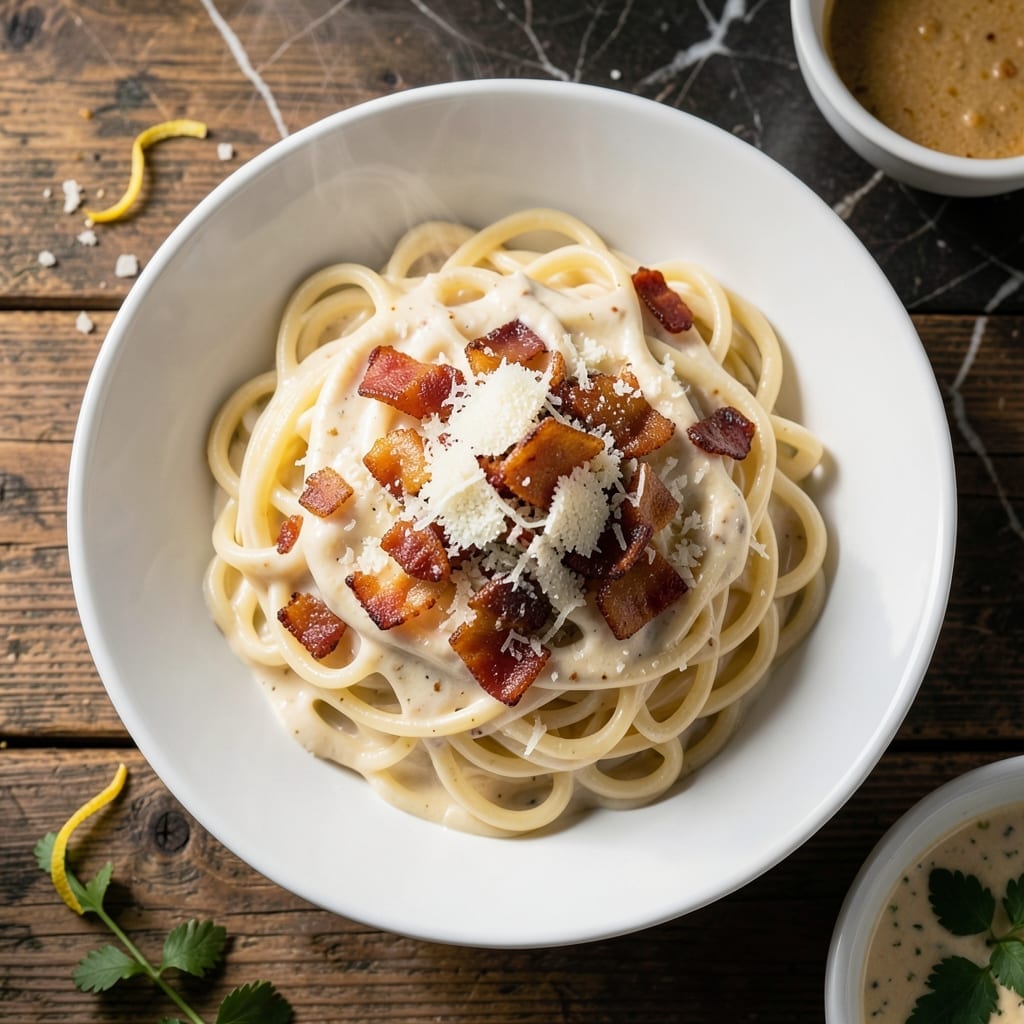 Carbonara Recipe With Cream: Silky Ribbons of Pasta With Rich Egg Sauce